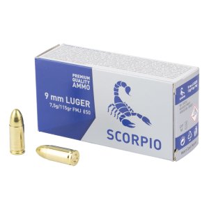 STV Technology Scorpio 9mm 115 Grain 50rd Full Metal Jacket Ammo (S9MM115F)