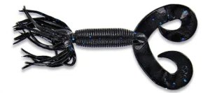 4" DOUBLE TAIL HULA GRUB BLACK W/ LARGE BLUE FLAKE 10PK    