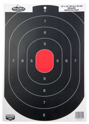 Birchwood Casey Dirty Bird Silhouette Tagboard Hanging Pistol 12" x 18" Black/Red 100 Per