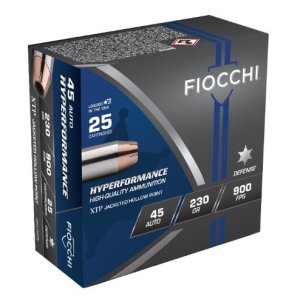 Fiocchi 45XTP25 45ACP 230GR HP 25 Rounds Box Brass Cased