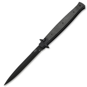 BOKER Stiletto 06EX753 5.0 In False Edge/Plain Blade Black Automatic