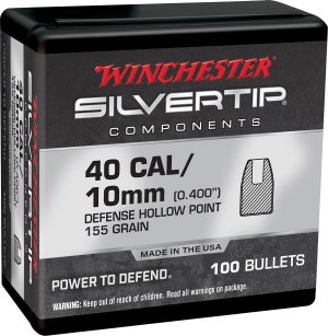 Winchester WB40ST155X Centerfire Handgun Reloading Bullets .400 155 gr Silvertip Hollow Point