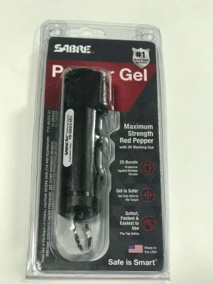 SABRE Pepper Gel Flip Top .54oz Red Pepper & UV Dye - Key Ring - 12ft Range