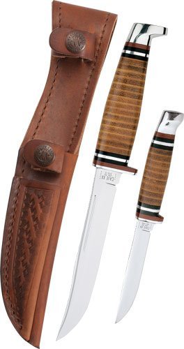 CASE KNIVES LEATHER HUNTER TWO KNIFE SET & LEATHER