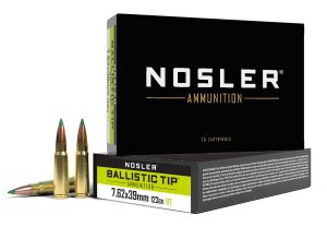 Nosler 40069 Ballistic Tip 7.62x39mm 123gr Rifle Ammo, 20 Rounds, Brass Cased, Centerfire, USA Origin