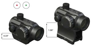 Konus Nuclear 1x22 Red/Green Dot Optic, 3 MOA, High/Low Mount, Black, 200-Hour Battery Life, Waterproof, Shockproof, Fogproof, 22mm Diameter, 70mm Length, 140g Weight