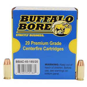 Buffalo Bore 4518520 .45 ACP +P 185gr JHP Ammo 20 Rounds