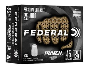Federal PD25P1 Punch 25ACP 45gr Hollow Point Ammo 20 Rounds