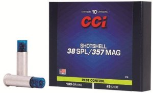 CCI 3738 Pest Control Shotshell 38 Special, 357 Magnum 100 GR Shotshell #9 Shot 10 Bx/20 Cs