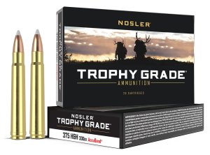 Nosler Trophy Grade Hunting 375 H&H Mag 300 gr AccuBond Ammo 20 Per Box/ 10 Cs