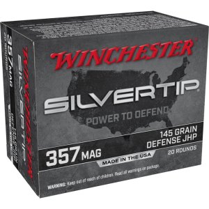 Winchester Ammo W357ST Silvertip Defense 357 Mag 145 gr Silvertip Jacket Hollow Point 20 Per Box/ 10 Cs