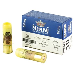 Sterling Big Game 20 Gauge 2.75in 7/8oz Slug Ammo 10 Round Box