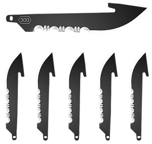 Outdoor Edge Drop Point Replacement Blades Serrated Black 3 In 6 Pack
