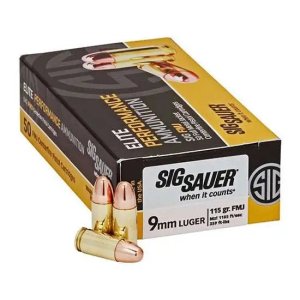 Sig Sauer E9MMB136550 365 Elite 9mm FMJ 115 Gr 50 Rounds Ammo
