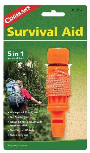 Coghlan's 5-N-1 Survival Aid Compass Whistle Flint Matchbox Kit