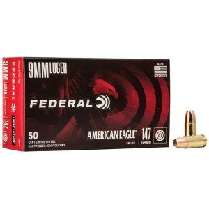 Federal Premium AE9FP 9mm Luger 147 Grain FMJ Flat Point 50 Rounds