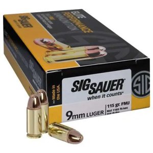 Sig Sauer Elite Ball 9mm Luger 115gr FMJ Ammo 50rd