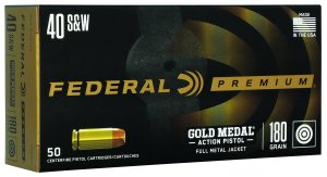 Federal GM40AP1 40 S&W 180 Grain FMJ 50 Rounds Brass Finish