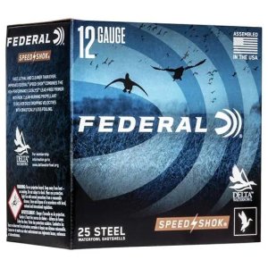 Federal Speed-Shok 12 Gauge 2.75" Ammo, 1 1/8 oz, 4 Shot, 25/Box, High-Performance, Lead-Free Primer, Fast-Burning Powder, WF145