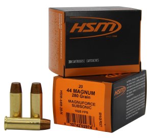 HSM Ammunition Subsonic .44 Mag 280Gr Hard Cast Lead FN 20Rd