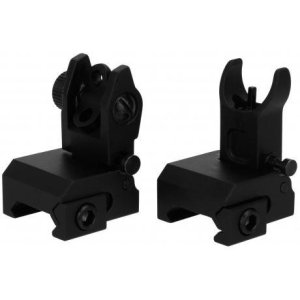 Tacfire IS001 AR Flip Up Iron Sights, T6 6061 Aluminum, Adjustable A2 Post
