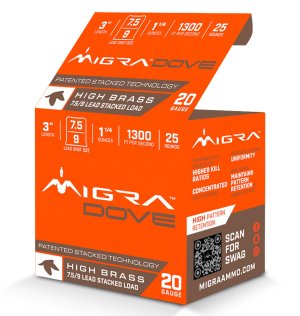 Migra M20UD759 Dove 20GA 3In 1.25oz 7.5/9 1300fps 25Rd