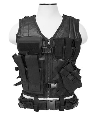 NcSTAR CTVL2916B Tactical Vest Black PVC/Mesh Adjustable XL-XXL