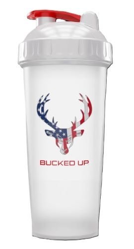 Bucked Up 28oz BPA Free Shaker Bottle White USA Flag Leak Free