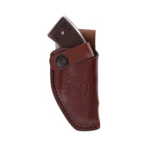 Smith & Wesson 325 Revolver 3-Inch Folding Knife Wood Grip Leather Holster