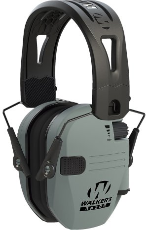 Walkers Razor Tacti-Grip Electronic Ear Muffs 23 dB NRR Battleship Grey