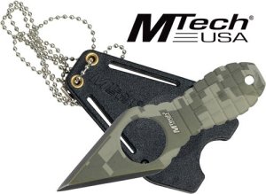 MTech MT588DG 2.25 In Spear Point Neck Knife Stainless Stonewash w/ Sheath