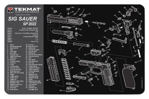 TekMat TEKR17SIGSP2022 Cleaning Mat Black/Gray Rubber 11"x17" Sig Sauer SP 2022 Parts Diagram