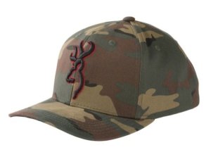 Browning 308792611 Woodland Camo Cap Red Logo