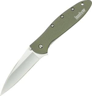 Kershaw 1660OL Leek 3 In Folding Knife 14C28N Olive Aluminum Handle