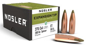 Nosler 59379 E-Tip .375 Cal 260 Grain Spitzer Boat Tail 50 Count
