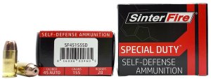 SinterFire SF45155SD .45 ACP 155gr Lead-Free Frangible HP 20/Box