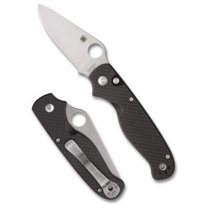 Spyderco ButtonUp Carbon Fiber Folding Knife 3.27" Clip Point Blade 7.5"