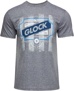 Glock Blue Line Tee Gray Ringspun Cotton/Polyester Medium