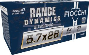 Fiocchi 57SUB62 5.7x28mm 62Gr FMJ Subsonic Ammo 50 Rounds