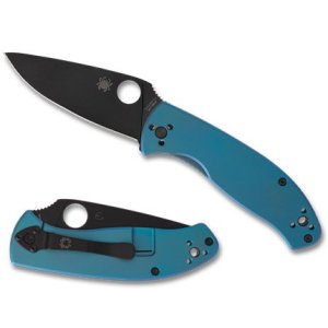 Spyderco C122TIBLBKP Tenacious Blue 8Cr13MoV Black Blade Knife