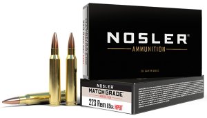 Nosler Match Grade 223 Remington Ammo - 69 Grain, CCHPBT, 20 Rounds, High-Performance, Brass Cased, 60023