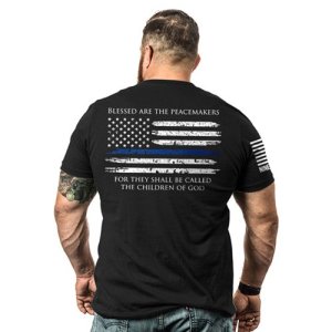 NINE LINE APPAREL TBL-TUSA-BLACK-S Black Cotton Tee Small Thin Blue Line