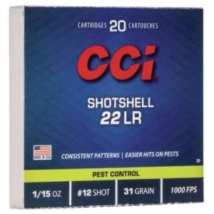 CCI Rimfire Shotshell 22 LR #12 Shot 31 Grain 1000 FPS 2000 Rounds