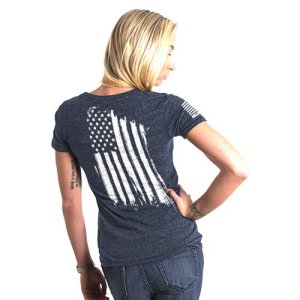 Nine Line Apparel Women's America Relaxed Fit T-Shirt Navy 2XL