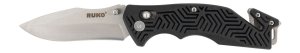RUKO 420A 3.5In Rescue Folding Knife Black Pocket Clip Ambidextrous