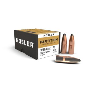 Nosler Partition 375 Caliber Bullets: .375, 300 GR Spitzer, 50 Box Set, Copper Material, USA Origin