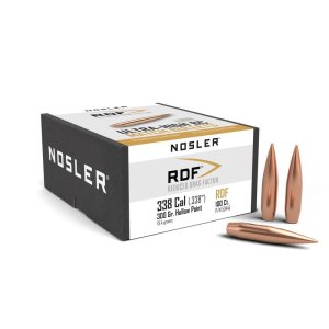 Nosler RDF .338 Caliber 300 GR HPBT Bullets, 100 Box, High BC, Wind Drift Resistant