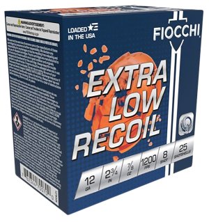 "Fiocchi 1278OZ8 Exacta Target 12 Gauge Low Recoil Trainer, 2.75", 7/8 oz, 1200 fps, 8 Shot, 25 Bx