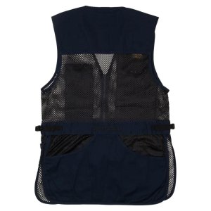 Browning Trapper Creek Vest Large, Navy/Black, 4oz Cotton Twill, Polyester Mesh, Shooting Patch, Shell Pockets