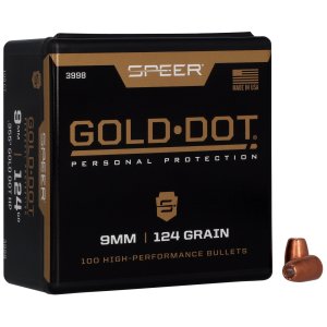 Speer 3998 Gold Dot 9mm 124gr Hollow Point Ammo 100/Box
